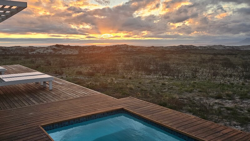 Lodge sunset view from the pool deck